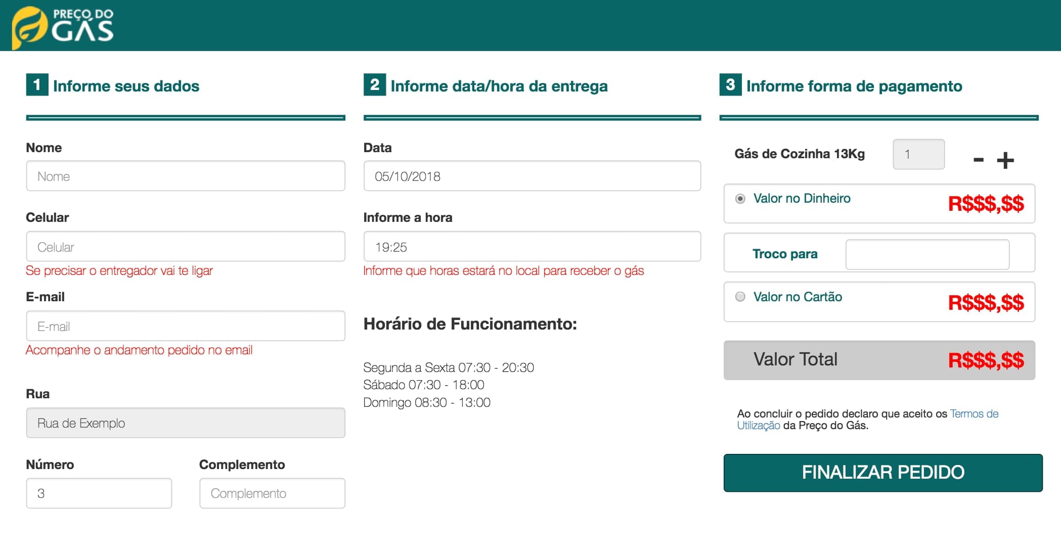 Chame Gás aplicativo