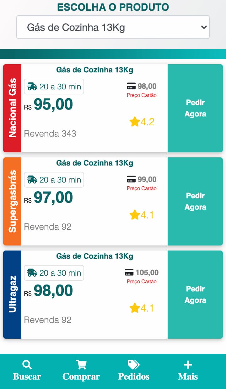 aplicativo preço do gás