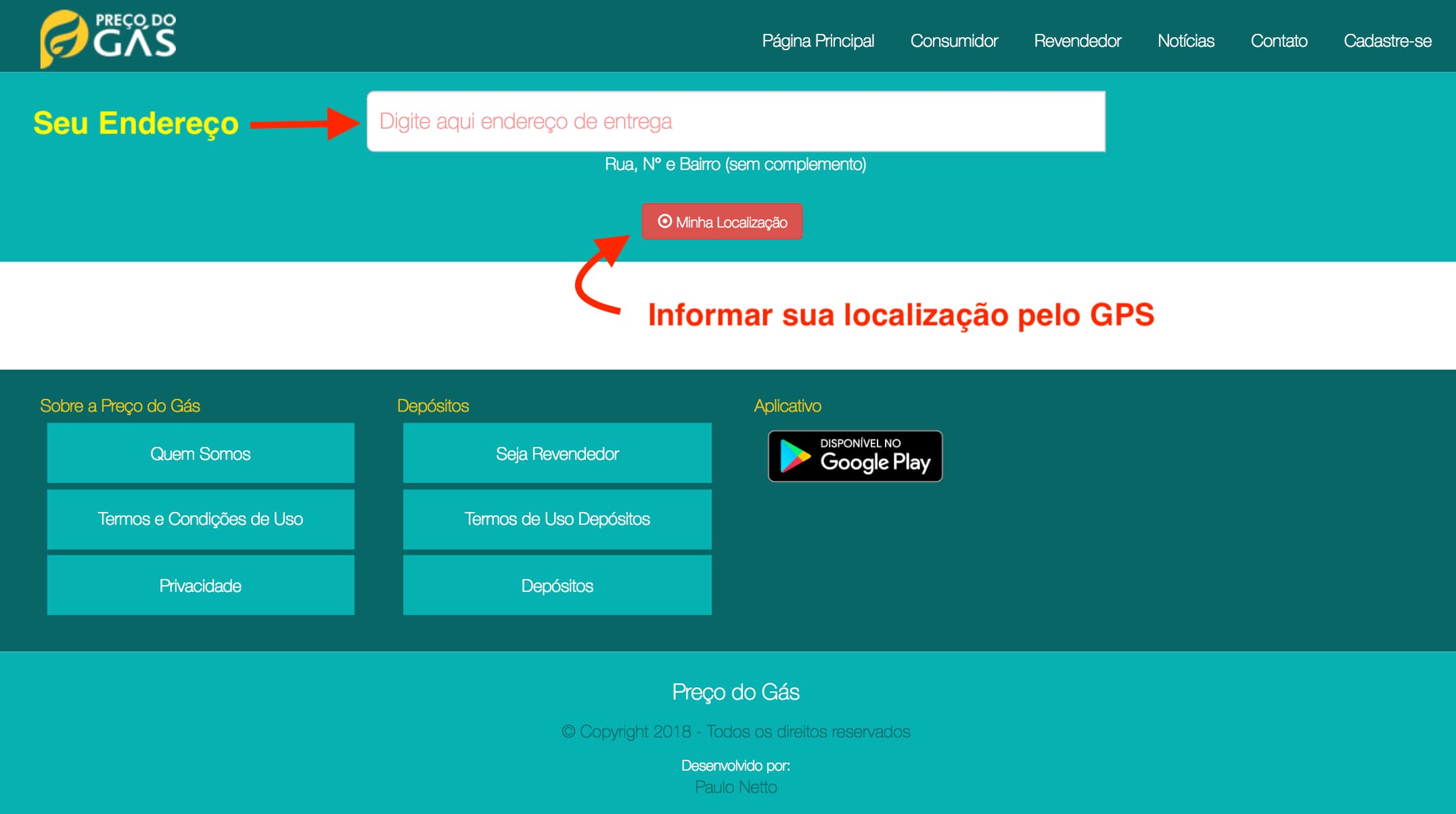 chame gás pelo aplicativo